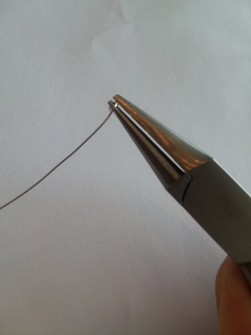 Jennifer VanBenschoten's Make a Knotted Headpin - , Findings & Components, Toggles & Clasps, Earwire & Headpin, Loops, Wire Loop, Wrapped Wire Loop, begin to wrap the wire